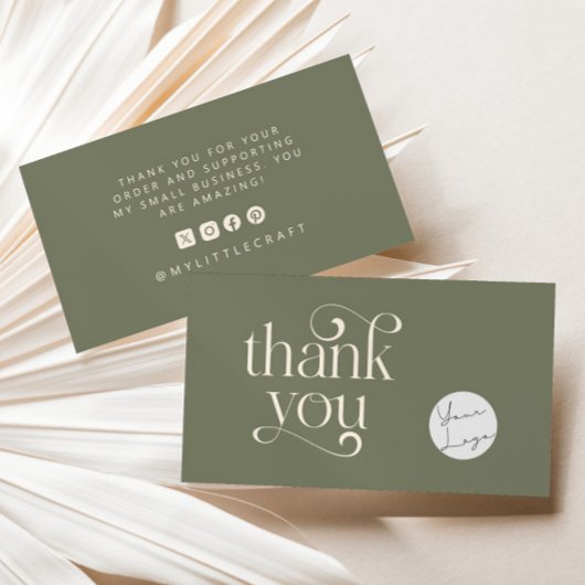 Retro Swirl Bedankt voor het winkelen Klein Sage G Visitekaartje