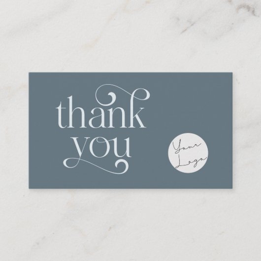 Retro Swirl Bedankt voor winkelen klein staalblauw Visitekaartje (Voorkant)