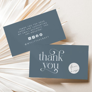 Retro Swirl Bedankt voor winkelen klein staalblauw Visitekaartje