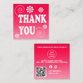 Retro Swirl Bestelling Bedankt Pink Vierkante Visitekaartje (Voorkant / Achterkant)