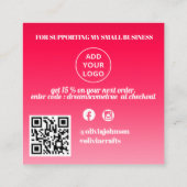 Retro Swirl Bestelling Bedankt Pink Vierkante Visitekaartje (Achterkant)