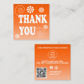 Retro Swirl Bestelling Dank u Sinaasappel Vierkante Visitekaartje (Voorkant / Achterkant)