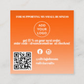 Retro Swirl Bestelling Dank u Sinaasappel Vierkante Visitekaartje (Achterkant)