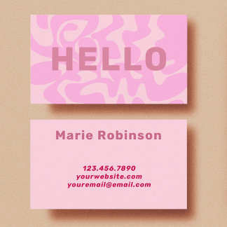 Retro Swirl Blush Bord Hallo Roze Visitekaartje