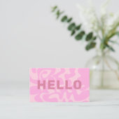 Retro Swirl Blush Bord Hallo Roze Visitekaartje (Staand voorkant)