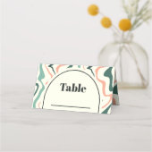 Retro Swirl Boog Mintgroene Roze Trouwdag Plaatskaartje (Voorkant)