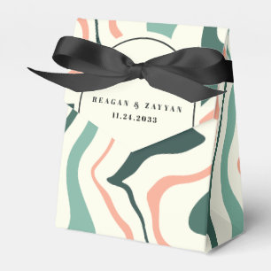 Retro Swirl Boog Muntgroene en Roze Huwelijk Bedankdoosjes