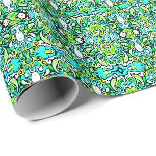 retro swirl doedle 60s 70s  stijl cadeaupapier