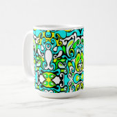 retro swirl doedle 60s 70s  stijl koffiemok (Voorkant links)