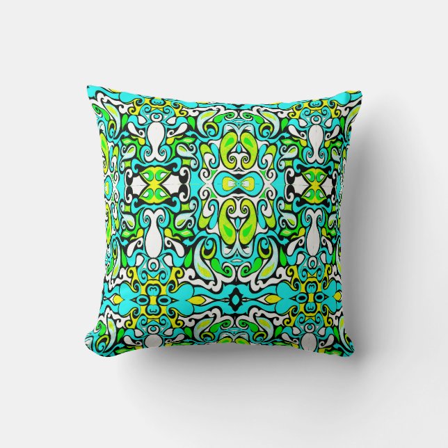 retro swirl doedle 60s 70s  stijl kussen (Voorkant)