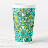 retro swirl doedle 60s 70s stijl latte mok (Voorkant)