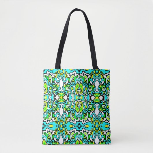 retro swirl doedle 60s 70s  stijl tote bag (Voorkant)