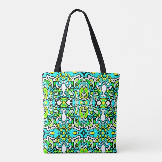 retro swirl doedle 60s 70s stijl tote bag (Achterkant)