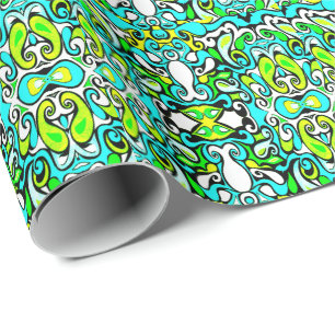 retro swirl doodle 60s 70s  stijl wrapping cadeaupapier
