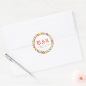 Retro Swirl Marmer Abstract Monogram Ronde Sticker (Envelop)