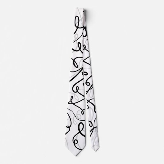 Retro Swirl Modern Zwart Wit Stropdas (Voorkant)