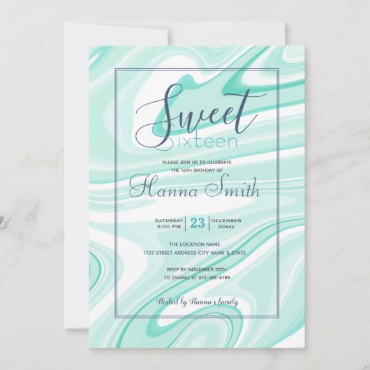 Retro Swirl Vloeibare Aqua Groene Schilderen Esthe (Voorkant)