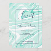 Retro Swirl Vloeibare Aqua Groene Schilderen Esthe (Voorkant / Achterkant)