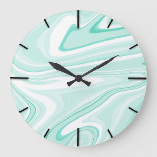 Retro Swirl Vloeibare Aqua Groene Schilderen Esthe Grote Klok