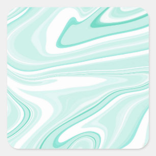 Retro Swirl Vloeibare Aqua Groene Schilderen Esthe Vierkante Sticker