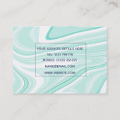 Retro Swirl Vloeibare Aqua Groene Schilderen Esthe Visitekaartje (Achterkant)