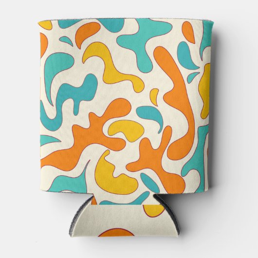 Retro Swirls: bloemmotief Blikjeskoeler (Voorkant)