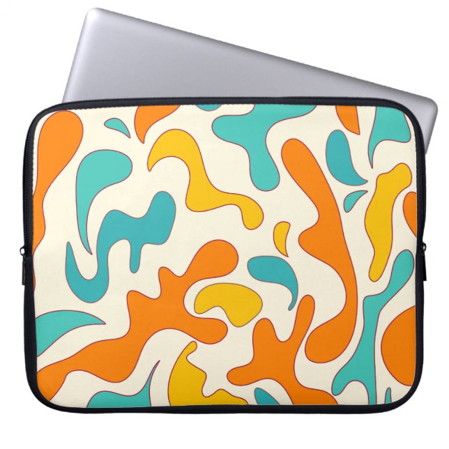Retro Swirls:  bloemmotief Laptop Sleeve (Voorkant)