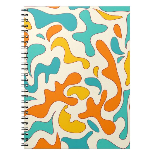 Retro Swirls:  bloemmotief Notitieboek (Voorkant)