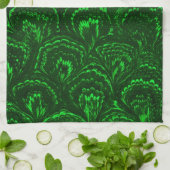 Retro Swirls Emerald Green Kitchen Towel Theedoek (Gevouwen)