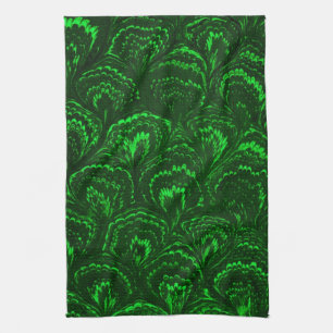 Retro Swirls Emerald Green Kitchen Towel Theedoek