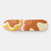 Retro Swirls Geometric Boho 70s Peach & Brown Persoonlijk Skateboard (Horizontaal)
