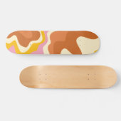 Retro Swirls Geometric Boho 70s Peach & Brown Persoonlijk Skateboard (Horizontaal)