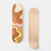 Retro Swirls Geometric Boho 70s Peach & Brown Persoonlijk Skateboard (Voorkant)