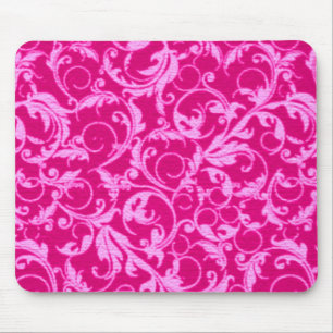 Retro Swirls Hot Pink Mousepad Muismat
