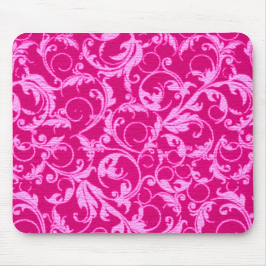 Retro Swirls Hot Pink Mousepad Muismat (Voorkant)