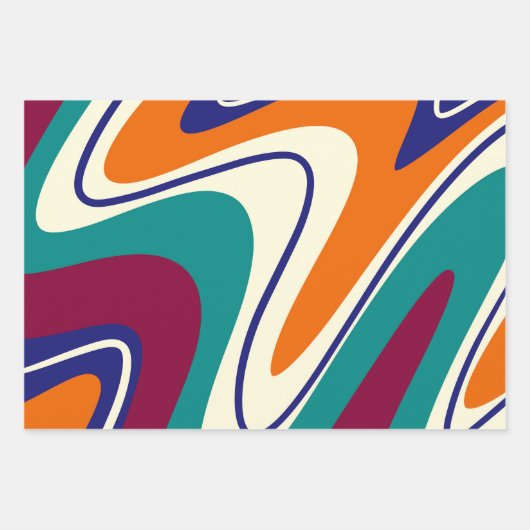Retro Swirls - Klassieke jaren 70 stijl Inpakpapier Vel (Voorkant 3)
