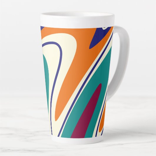 Retro Swirls - Klassieke jaren 70 stijl Latte Mok (Rechterhoek)