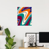 Retro Swirls - Klassieke jaren 70 stijl Poster (Thuiskantoor)