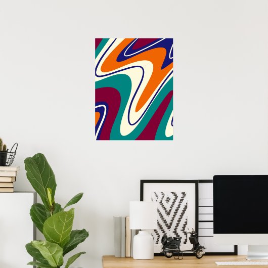 Retro Swirls - Klassieke jaren 70 stijl Poster (Thuiskantoor)