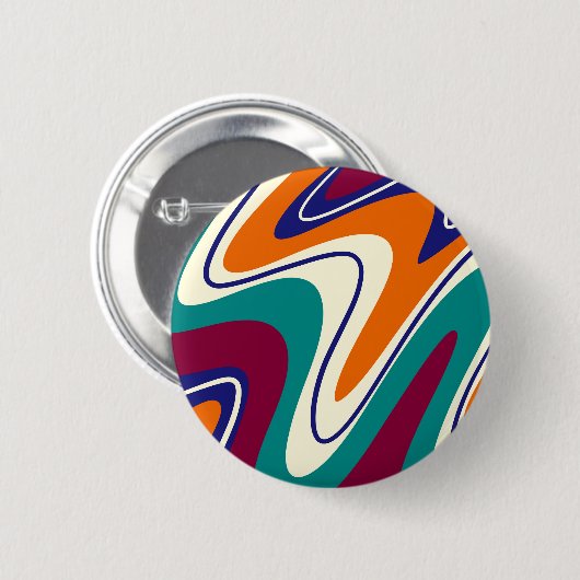 Retro Swirls - Klassieke jaren 70 stijl Ronde Button 5,7 Cm (Voorkant /achterkant)