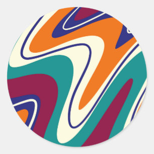 Retro Swirls - Klassieke jaren 70 stijl Ronde Sticker