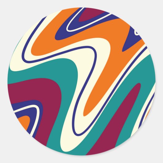 Retro Swirls - Klassieke jaren 70 stijl Ronde Sticker (Voorkant)