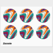 Retro Swirls - Klassieke jaren 70 stijl Ronde Sticker (Vel)