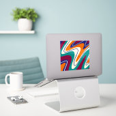 Retro Swirls - Klassieke jaren 70 stijl Sticker (Laptop op bureau)
