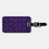 Retro  Swirls Paars zwart Bagagelabel (Voorkant horizontaal)