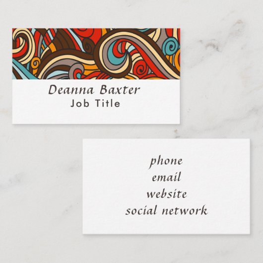 Retro Swirls Pattern-Visitekaartje Visitekaartje (Voorkant / Achterkant)