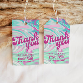 Retro Swirls Pinks & Greens Bedankt Favor Cadeaulabel