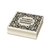 Retro Swirls Wooden Ex Libris Art Stamp Rubberstempel (Stempel)