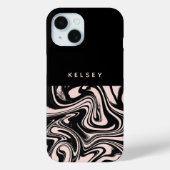 Retro Swirls Zwart & Crème Persoonlijk Case-Mate iPhone Case (Achterkant)