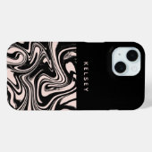 Retro Swirls Zwart & Crème Persoonlijk Case-Mate iPhone Case (Achterkant (horizontaal))